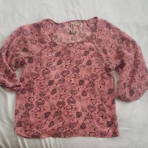 M Eyeshadow Pink 3/4 sleeve top